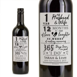 1st Anniversary Gift Personalised Wine Gift