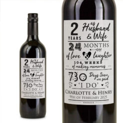 2 Year Anniversary Gift Personalised Wine Gift
