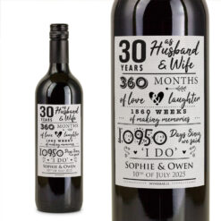 30 Year Anniversary Gift Personalised Wine Gift