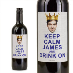 Keep Calm and Carry On Personalised Birthday Wine Gift with Photo