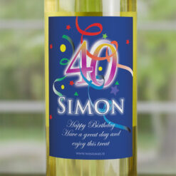 40th Birthday Personalised Birthday Gift Labelled Wine