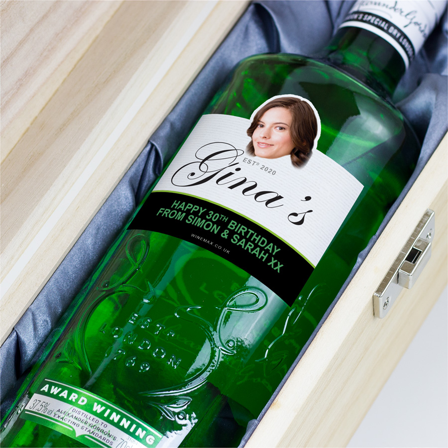 Personalised Gordons Gin 18th Birthday Gift BIG FACE 70cl