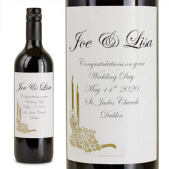 Gold Candlelight Rose Personalised Wedding Labelled Wine