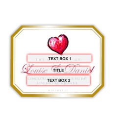 Gold Heart Personalised Wedding Champagne & Engraved Wooden Box