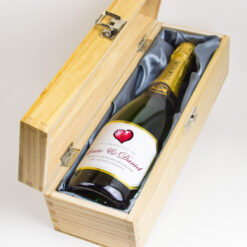 Gold Heart Personalised Wedding Champagne & Engraved Wooden Box
