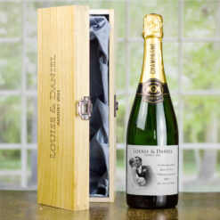 Personalised Wedding Champagne & Engraved Wooden Box