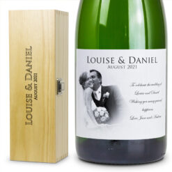 Personalised Wedding Champagne & Engraved Wooden Box