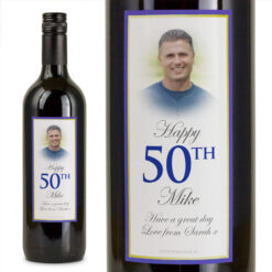 Electric Blue Personalised Gift Labelled Wine