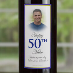 Electric Blue Personalised Gift Labelled Wine