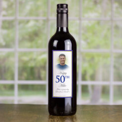 Electric Blue Personalised Gift Labelled Wine