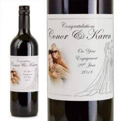 Silver Bride and Groom Personalised Wedding Labelled Wine