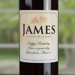 Classic Car Personalised Birthday Gift Labelled Wine