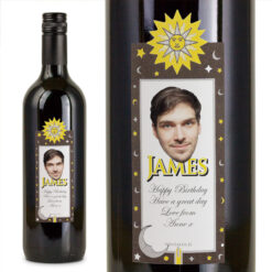 Sun Moon Stars Personalised Birthday Gift Labelled Wine