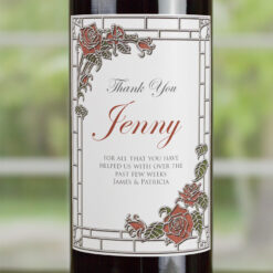 Stained Glass Roses Personalised Wedding Labelled Wine