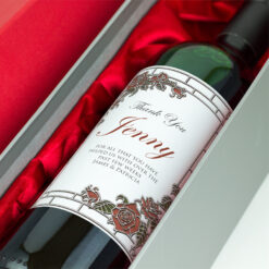 Stained Glass Roses Personalised Wedding Labelled Wine