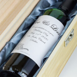 Silver Candlelight Rose Personalised Wedding Labelled Wine