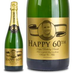 60th Birthday Gift Gold Label Personalised Birthday Champagne
