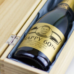 60th Birthday Gift Gold Label Personalised Birthday Champagne