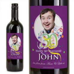 30th Birthday Personalised Birthday Gift Labelled Wine