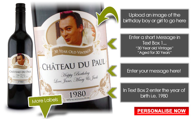 funny 30th Birthday Gift Idea Personalised Wine